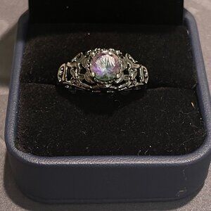 Mystic Topaz 925 Sterling Silver – Vintage Filigree Setting – Round Cut Size 8